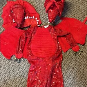 Pottery Barn Kids Red Dragon Costume with trick or treat basket 2t-3t